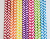 25  Chevron Rainbow paper straws wedding birthday shower     Bonus DIY Flags