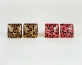 Cheetah Print Square Nail Polish Earring Set