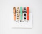 Mini Clothespin Magnets in Coral and Turquoise (limited edition)