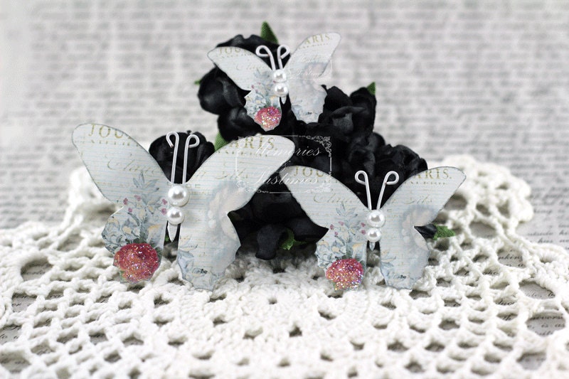 Day Dreamer Butterflies - Handmade Scrapbooking Embellishment - 3 Pieces