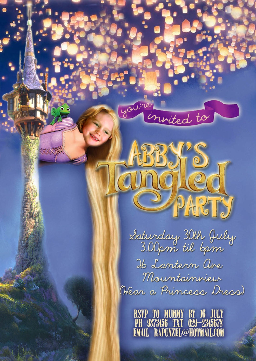 Printable Tangled Party Invitation