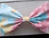 GENUINE Vintage Fabric Retro Pink Blue and Green Colorsplash Pastels 80's Hair Bow