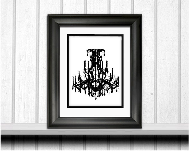 Cottage Chic Art print - Black and white Chandelier - Bedroom decor - Girls room -  Elegant  wall décor - gift for her - 8x10 print