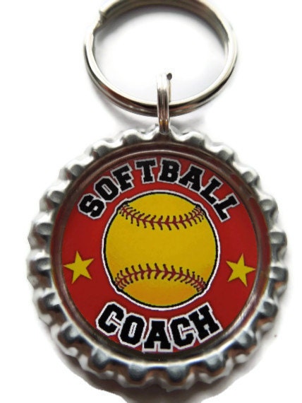 SOFTBALL COACH Keychain, Party Favor, Birthday Party Favor, Coaches Gift Idea - All Sports Available