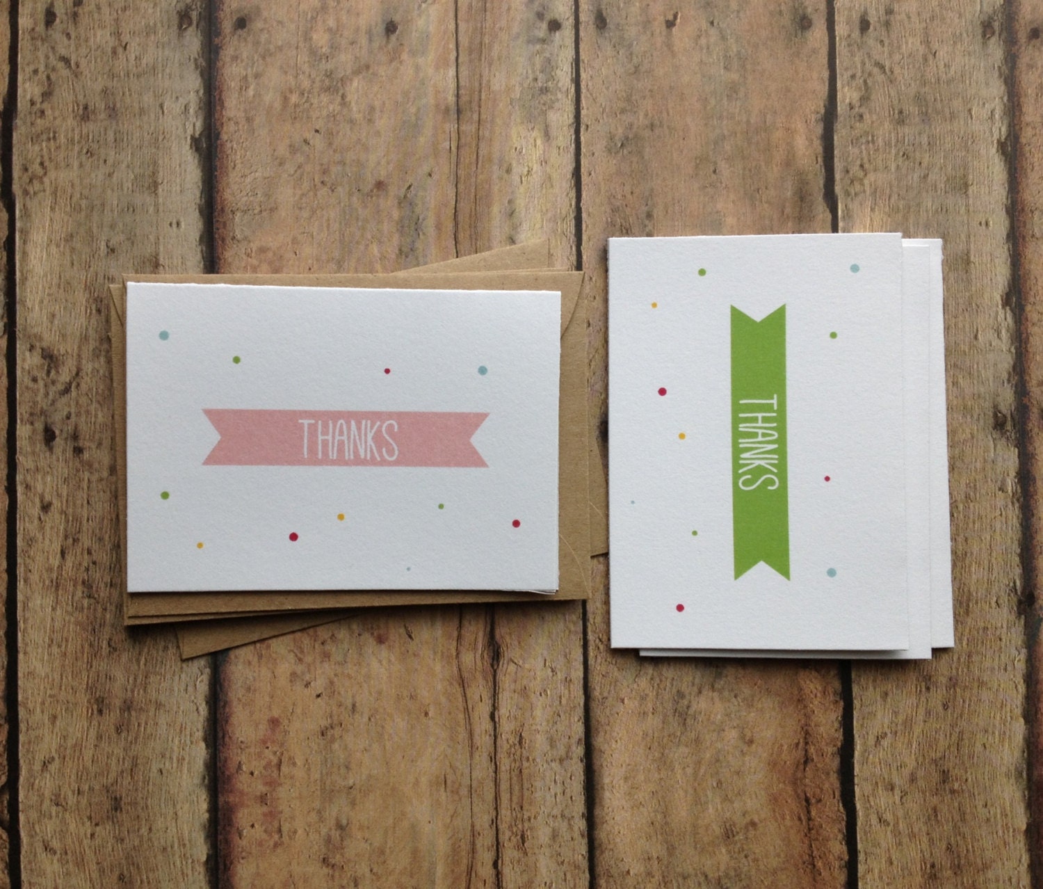 Mini thank you cards - set of 4 - greeting cards stationery - handmade cards - mini cards