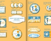 Ready to Pop Baby Shower Printable Decorations - Orange and Blue - Orange and Turquoise - Personalized, Customized Party Pack Il_170x135