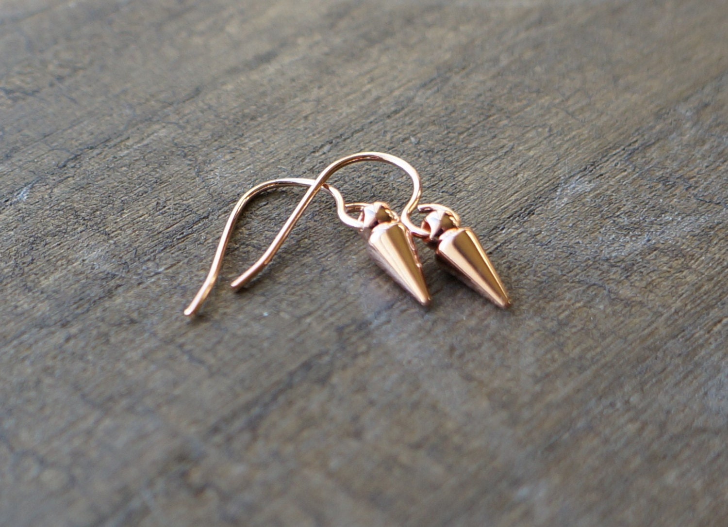 Tiny Rose Gold Spike Earrings / Petite, Edgy & Sweet