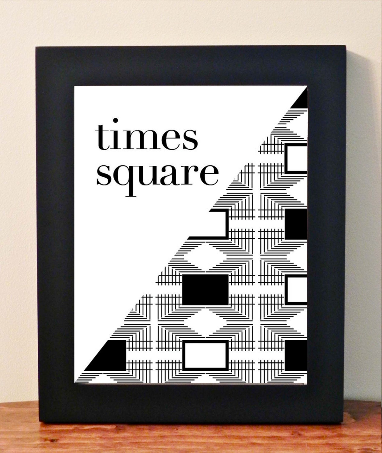 8 x 10 White OR Black Digital Print of Times Square NYC Original Modern New York City Home Decor Graphic Print