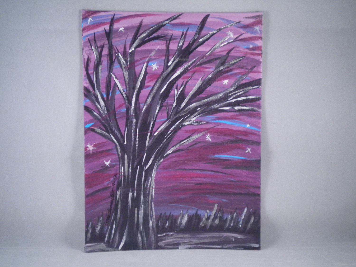 Winter Tree at Dusk - Landscape - Original Acrylic painting on Canvas - Tree Painting - Tree Art