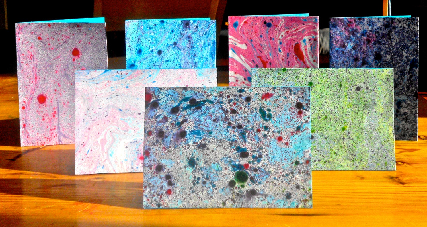 Handmade Marble Patterned Cards - A6 Blank - Valentines / Thank you / Greetings / I love you / Happy Birthday / Congratulations