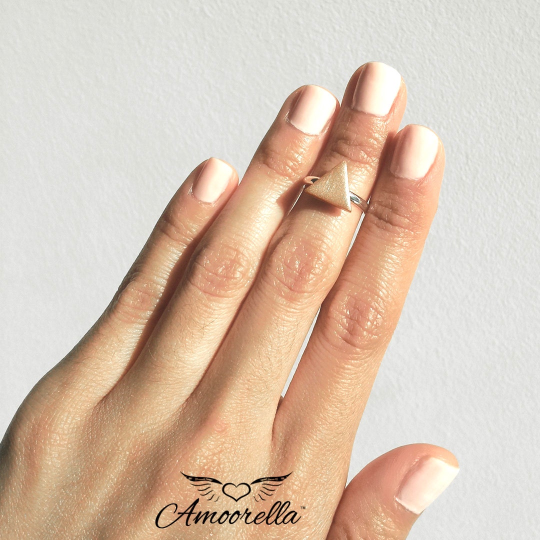 Mini Rose Gold Knuckle Midi Ring Triangle Adjustable Dainty Minimalist Simple Gift Silver Geometric Jewelry Present Bridal Shower Favor Tiny