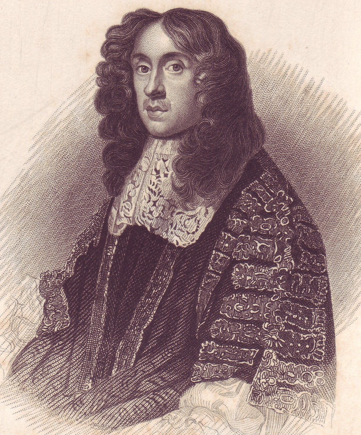 Antique Engraving, Vintage Print, 1850 Steel Engraving Portrait, Great Britain Royals Nobility Rare Art Print Finch Earl of Nottingham