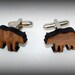 Bear Die Cut Custom Cufflink French Cuff Shirt (In Walnut) Great Fathers Day, WEDDING or GROOMSMAN gift