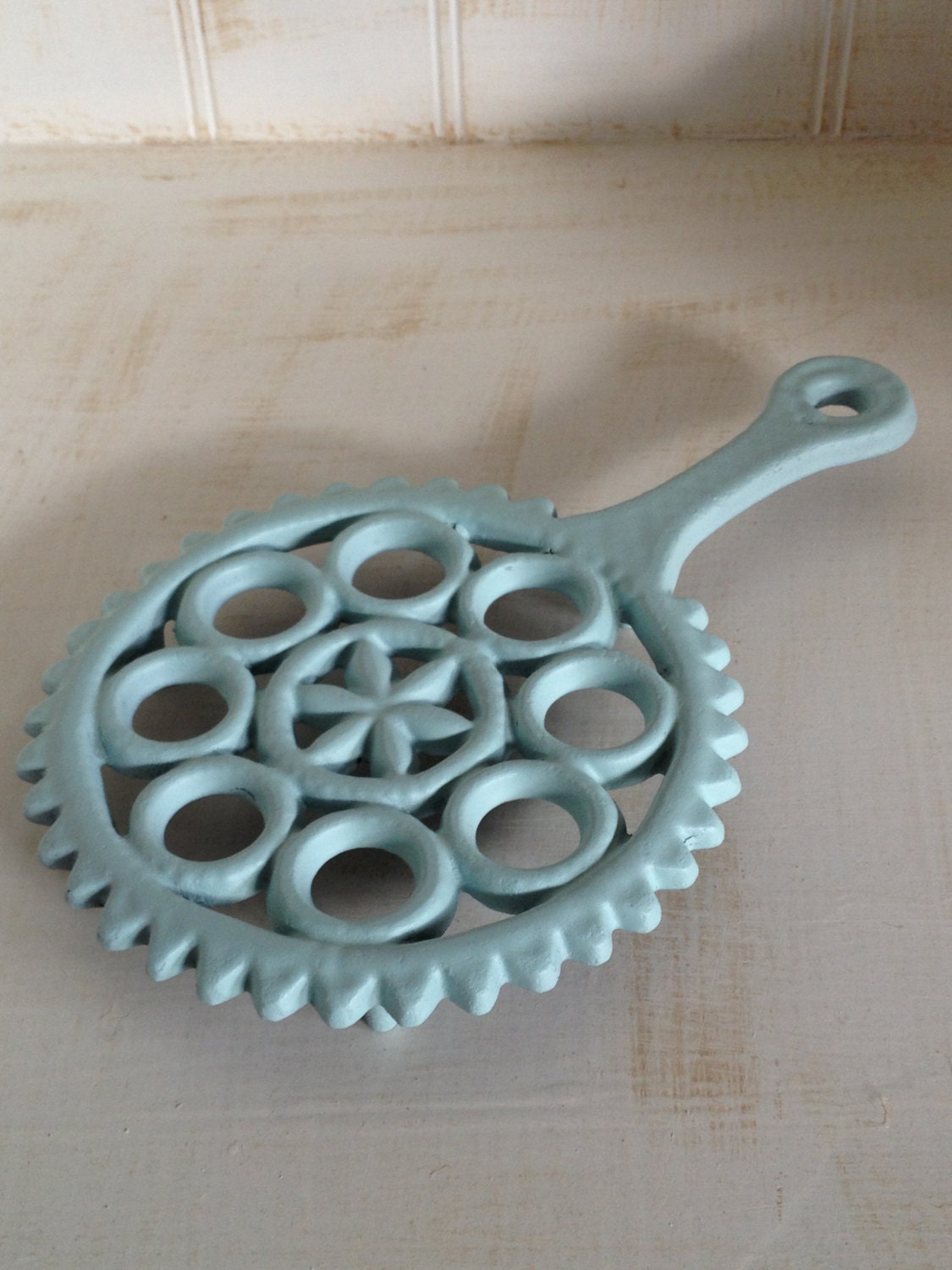 Cast Iron Trivet, Gear Shaped Trivet, Steampunk Trivet, Shabby Chic Beach Trivet, Industrial Trivet