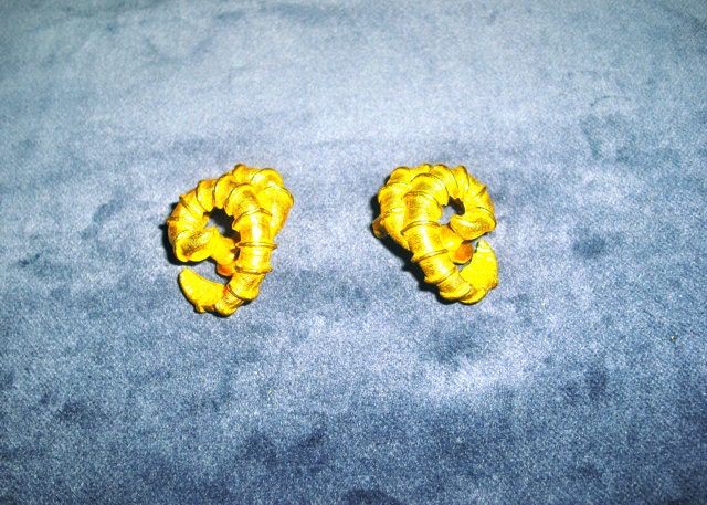 Vintage Kenneth Jay Lane Ram's Horn Earrings - 1960s Original KJL Signature