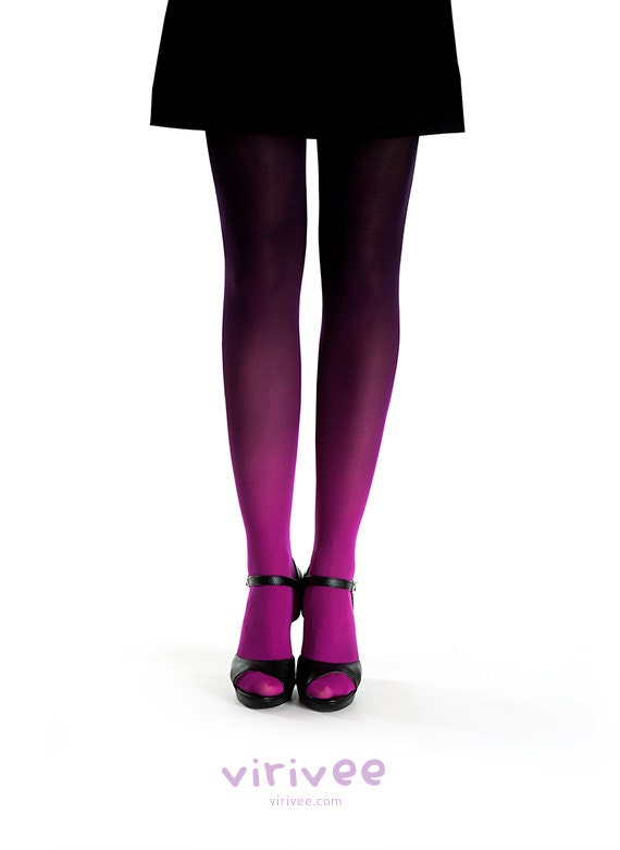 Ombre tights fuchsia-black