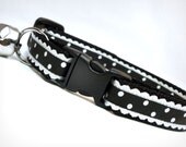 Cat Collar - "Moon River" - Lace Style Trim on Black w/ Tiny Dots