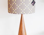 Lamp Shade - 14" Drum - Grey, Yellow, Gold - Polka Dots - Organic Cotton Sateen - Washer Top / Harp Fitting