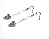 Pink Heart Drop Dangle Earrings - Swarovski Crystal - Sterling SIlver - Mothers Day Jewelry - Handmade - Gifts Under 15, 20, 30 - Set