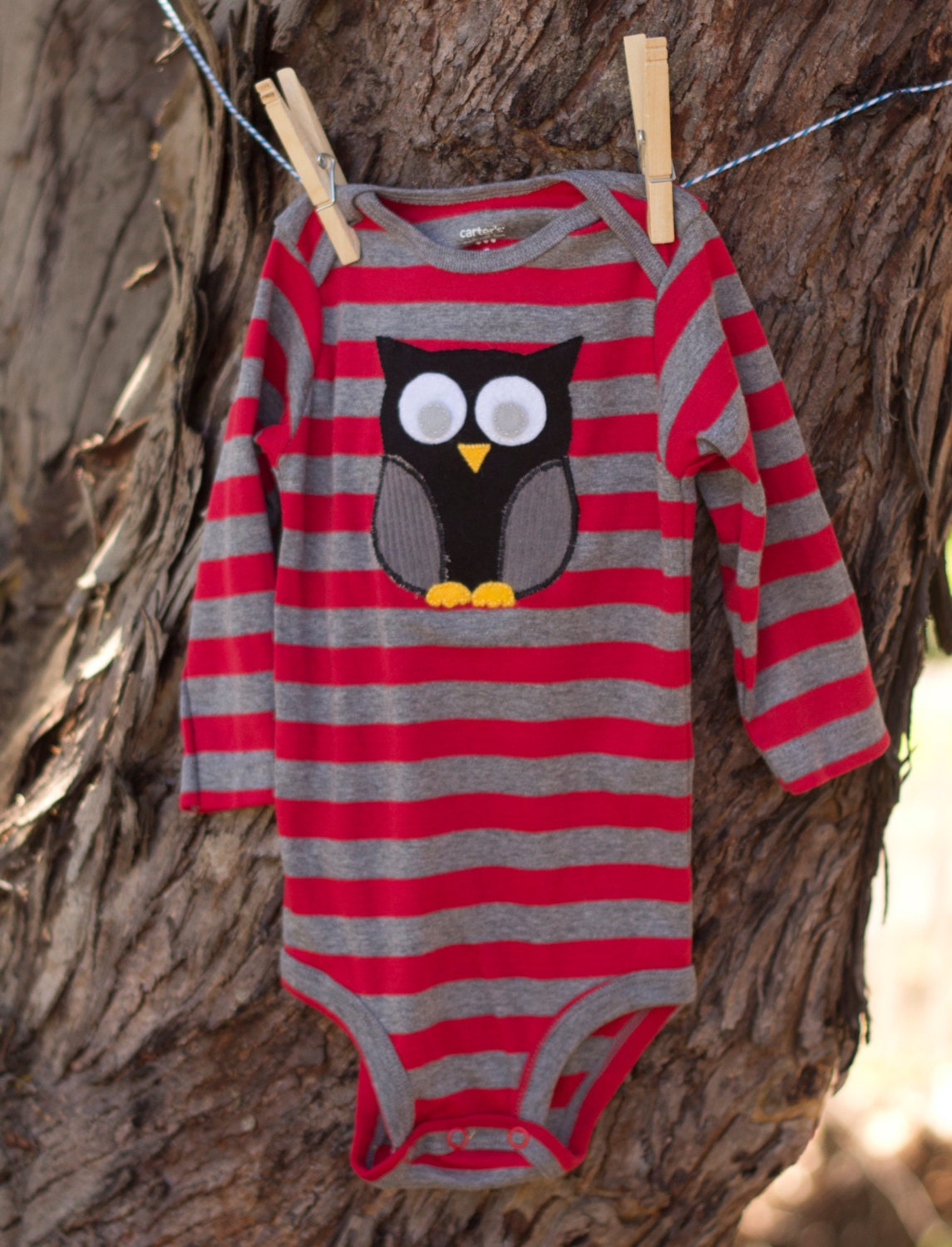 Hand-Embroidered Applique Owl Bodysuit