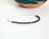 Smokey Quartz Gemstone Bracelet - Silver Bracelet Chain Beaded Bar Bracelet Bracelet Delicate Handmade Jewelry Layering Bracelet