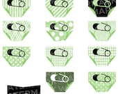 16 GREEN Black and White DIAPER Printables : Decor / Cake Toppers  / Instant Download - Hues Studio