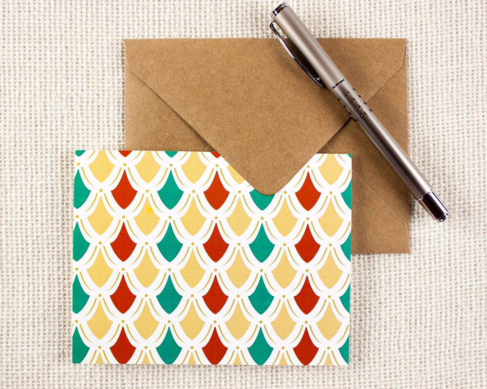 Set of 8 Droplet Folded Notecards - Multi - Modern Chic Graphic Stationery / Stationary Cards - Choose your color palette