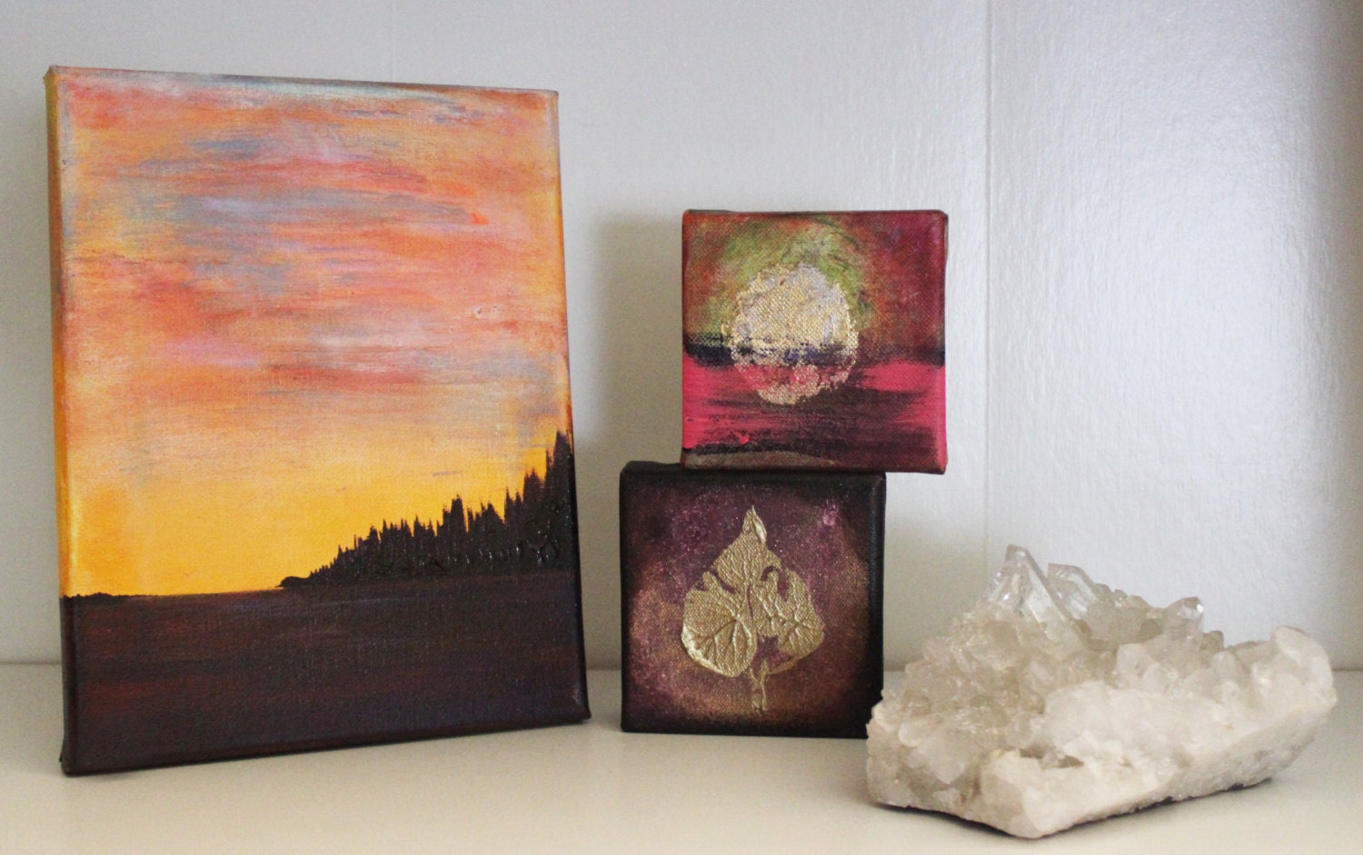 Rockin in My Heart is 8"x10"x.5" original acrylic painting. Abstract landscape casarietti studio