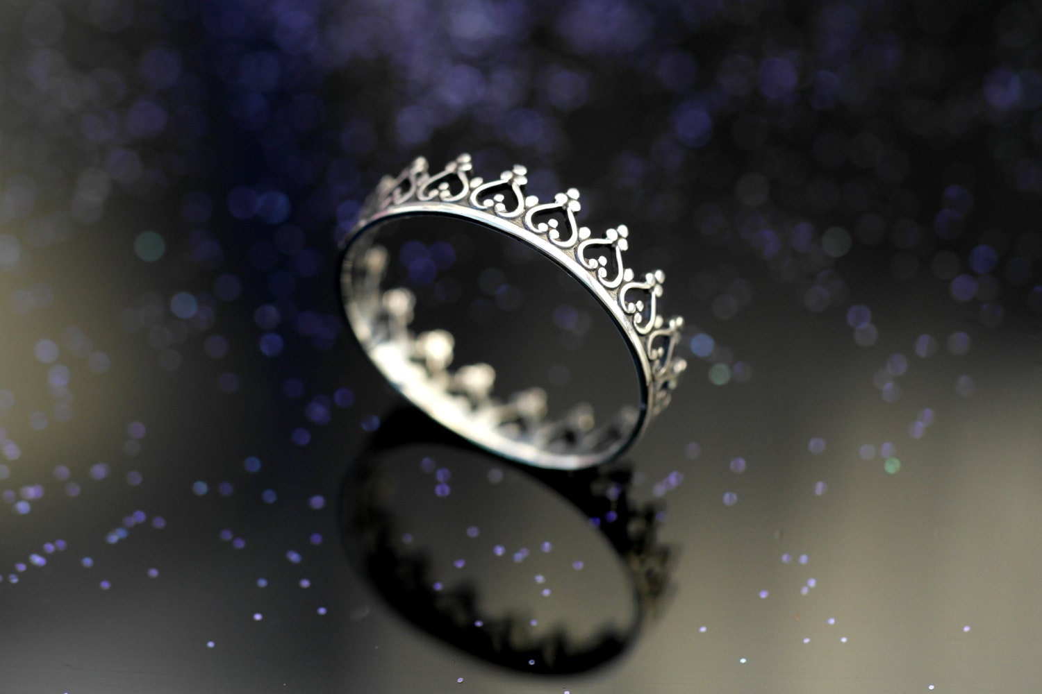 Sterling silver oxidized Crown Ring - Queen of Life. Made in UK. Free Worldwide Shipping