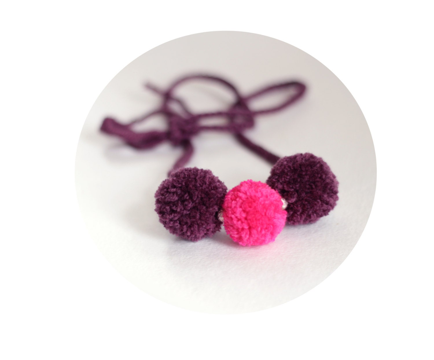 trio POM POM necklace/ Minimalist necklace/ Spring fashion