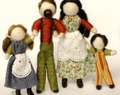 Dollhouse doll family Custom Made, Waldorf style, yarn dolls, felted wool, 4 person family