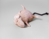 Mouse 13 "Play Dead" Handmade Stoneware Sculpture, Ceramic Animal Figure