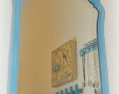 Vintage Painted Furniture Hanging Vanity Mirror Turqoise Blue Cottage Chic