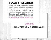 Will You Be My Bridesmaid - Personalized with names, customize colors, 5x7 folded card