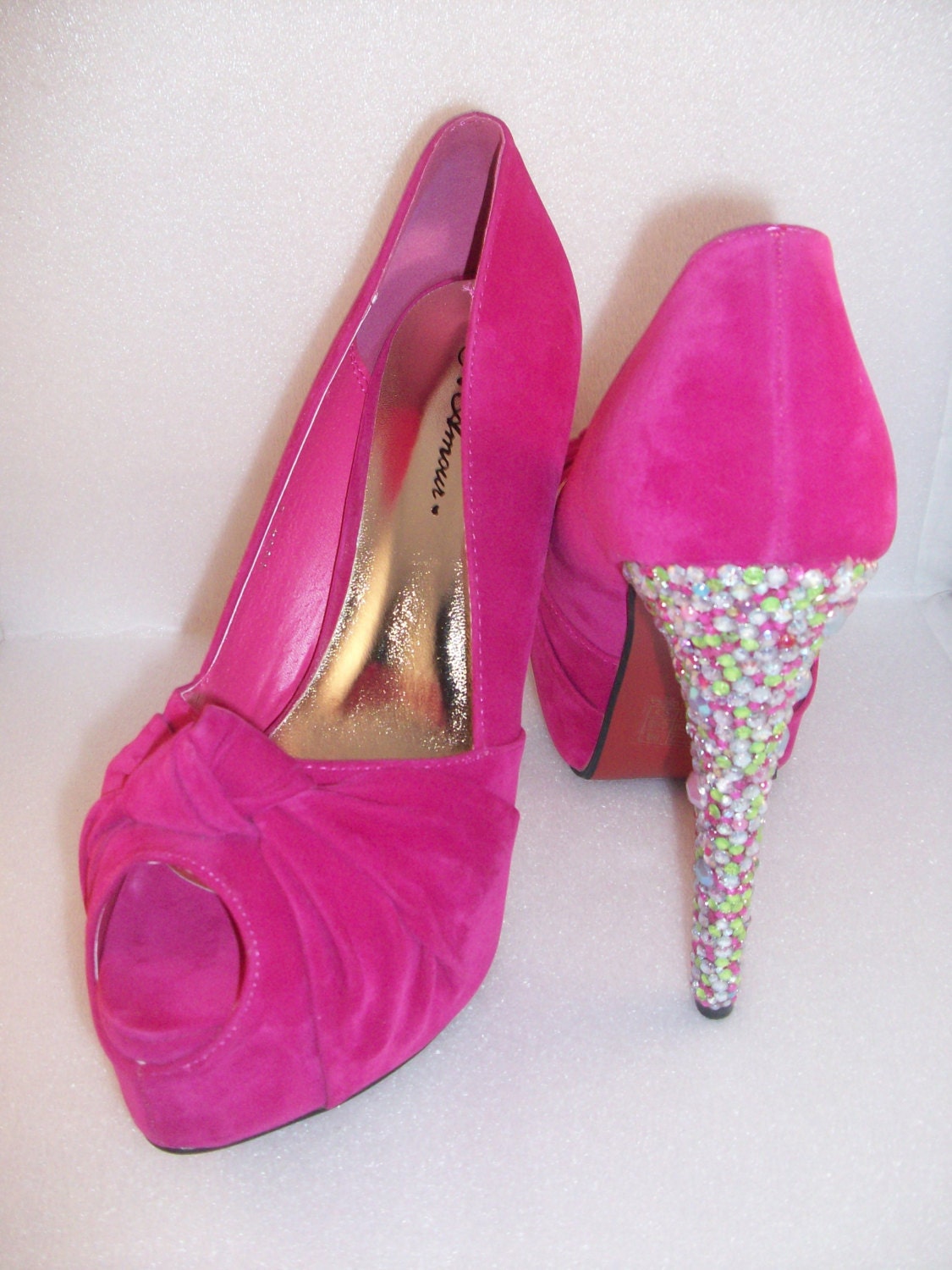 Gorgeous Unique Rhinestone Crystal  Embellished Platform  Heel Shoes