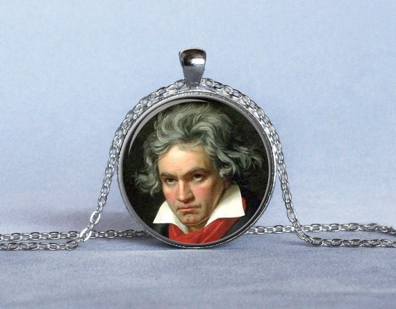 BEETHOVEN PENDANT Red Gray Black White Beethoven Necklace Classical Music Jewelry Musician Gift Musician Necklace Musician Pendant