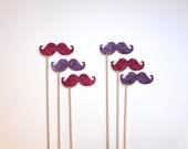 Pink and Purple Glitter Moustaches on Sticks