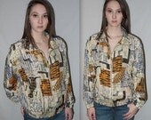 Vintage 80s 90s kitty cat jacket / novelty bomber coat / kitsch kitschy / hipster windbreaker womens mens unisex ..