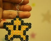 Super Mario Star Keychain with Yellow Rhinestone from Perler Beads