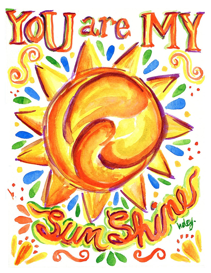 11 x 14 You Are My Sunshine Watercolor Print