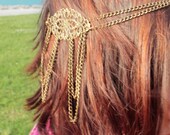 Multichain Floral Antique Bronze Headchain -  Body Jewelry - Hipster Hippie Gypsy Bohemian Boho Beach Style - Wedding