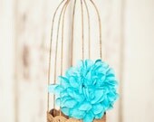 Large turquoise lace flower baby girl toddler children's headband