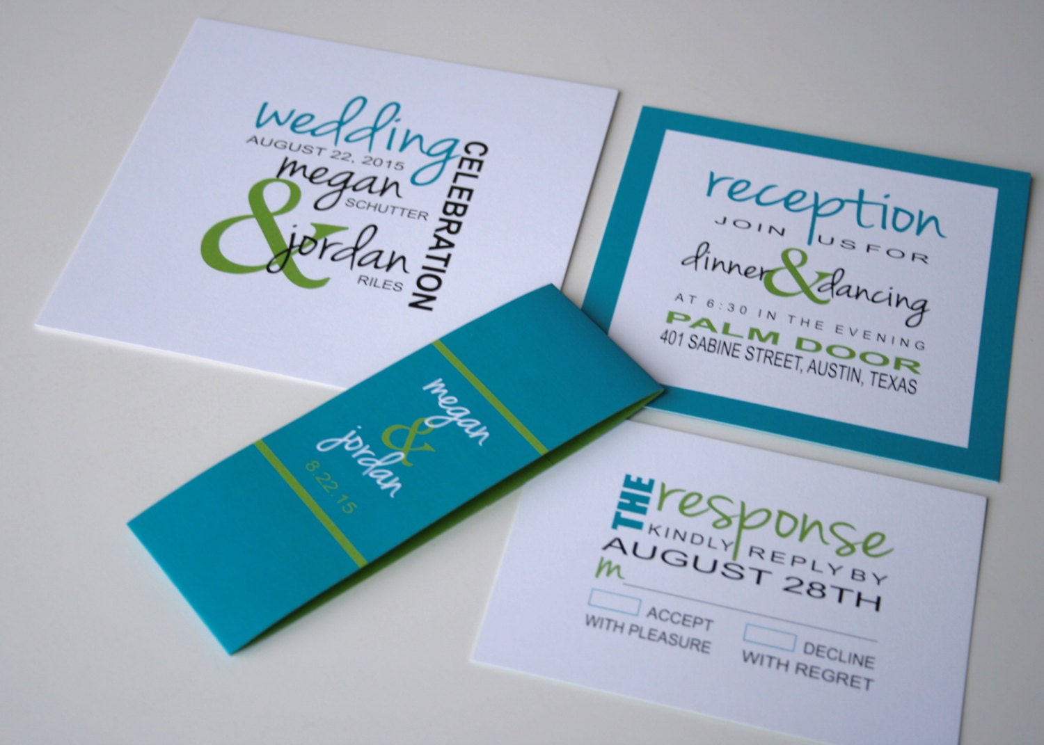 Trendy Modern Fun Wedding Invitation Suite Wedding Invite Erika Design - SAMPLE