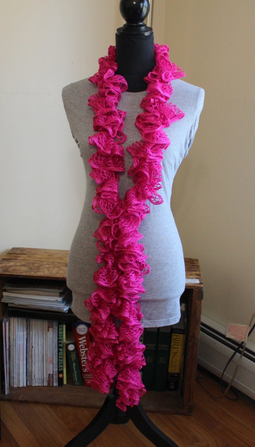 Most Popular Spring and Summer Vibrant Pink Art Deco Fantasy ruffled scarf