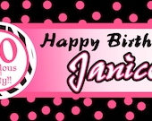 30th Birthday Personalized Banner 4 feet by 2 Feet, Indoor Banner for Party Customizable