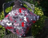 Handmade Benartex Great Scotts Scottie Dogs Black/White/Red Houndstooth Design Pillow Cushion Cover 16"x16" (indoor)