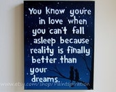 Inspirational Love Quotes Original Painting - 11x14 Canvas Artwork - Dr Seuss Saying You Know You're In Love When Art - Cat Wall Hangings