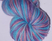 Unique hand painted sock yarn, merino wool and nylon, 462 yards, 100g, Waterfall