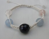 Purple, Blue, Pink Gemstone Shamballa Macrame Bracelet. Free Shipping.