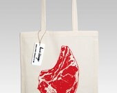 Steak tote bag with sticker